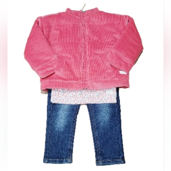 KOALA KIDS 3-pc Outfit 18M Pink Corduroy Plush Jacket Long Sleeve Tee Jeans NWT - Picture 8 of 16